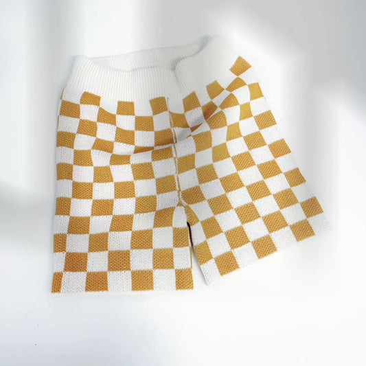 Checkered Knit Shorts (Adult) - Mustard