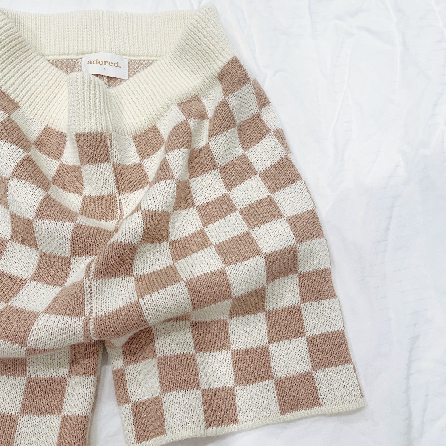 Checkered Knit Shorts (Adult) - Tan