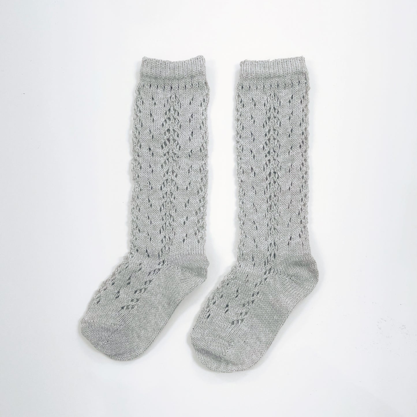Crochet Knee Socks - Light Gray