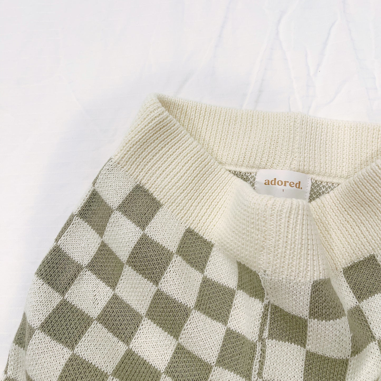 Checkered Knit Shorts (Adult) - Sage