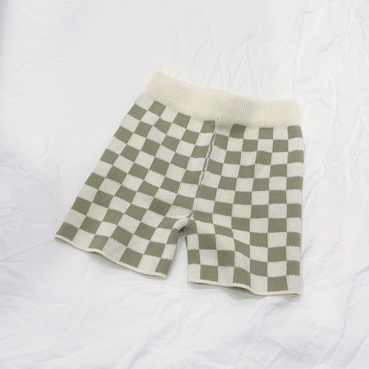 Checkered Knit Shorts (Adult) - Sage